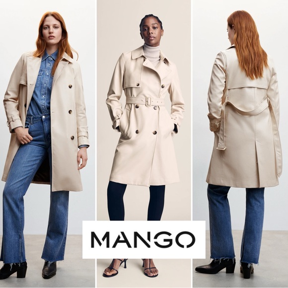 NWT - Mango - buttery faux Leather trench coat - M - Picture 6 of 15